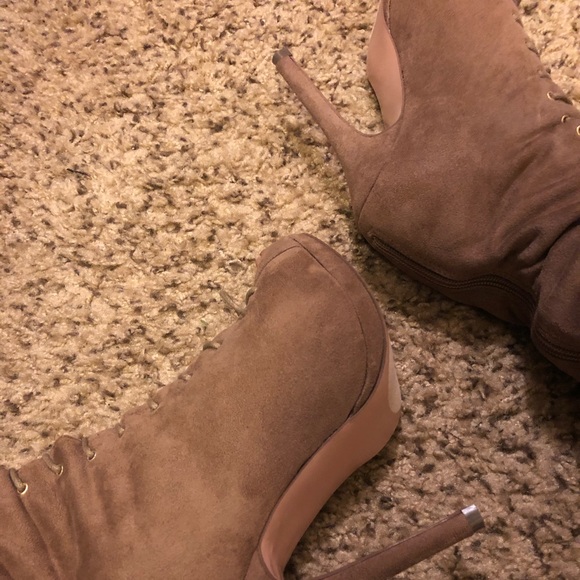 4in tan lace thigh high boots - Picture 3 of 5